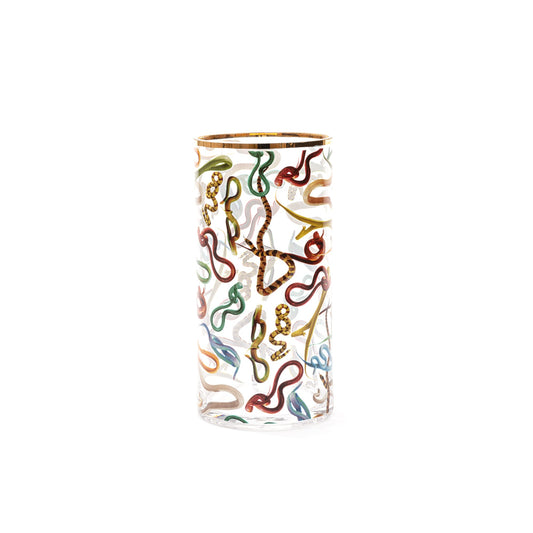 Glass Vase Snakes Cylindrical medium