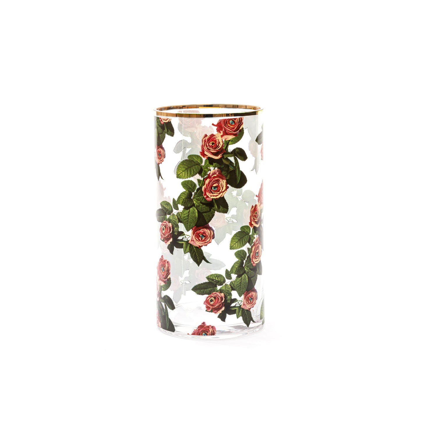 Glass Vase Roses Cylindrical medium