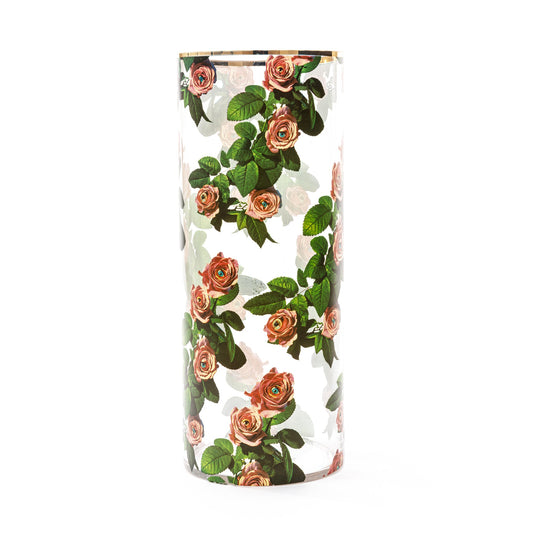 Glass Vase Roses Cylindrical Big