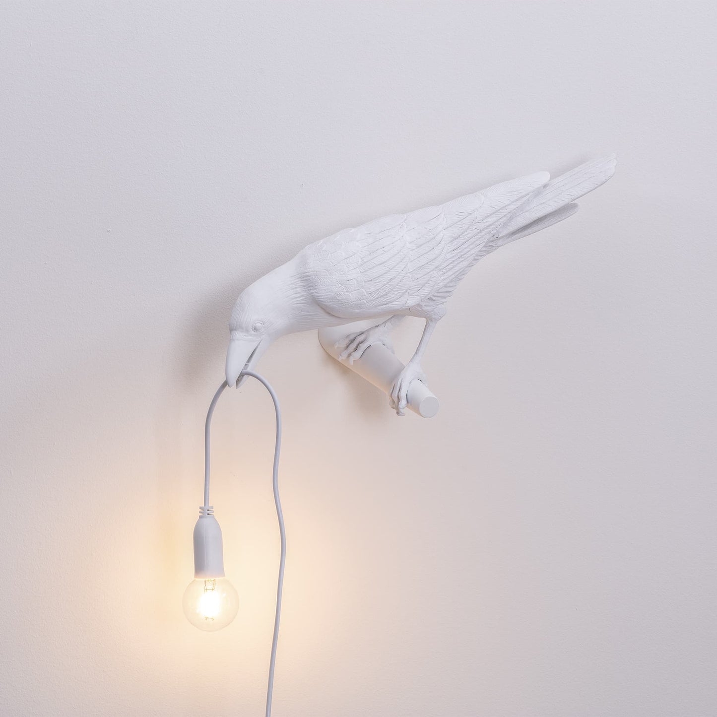 Bird Lamp White Looking Left