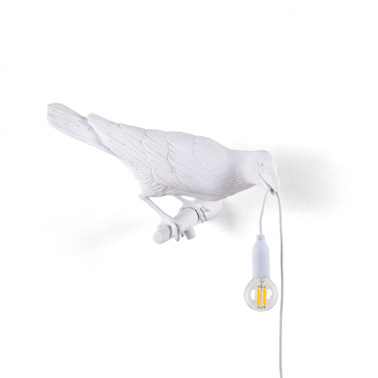 Bird Lamp White Looking Right OUTDOOR