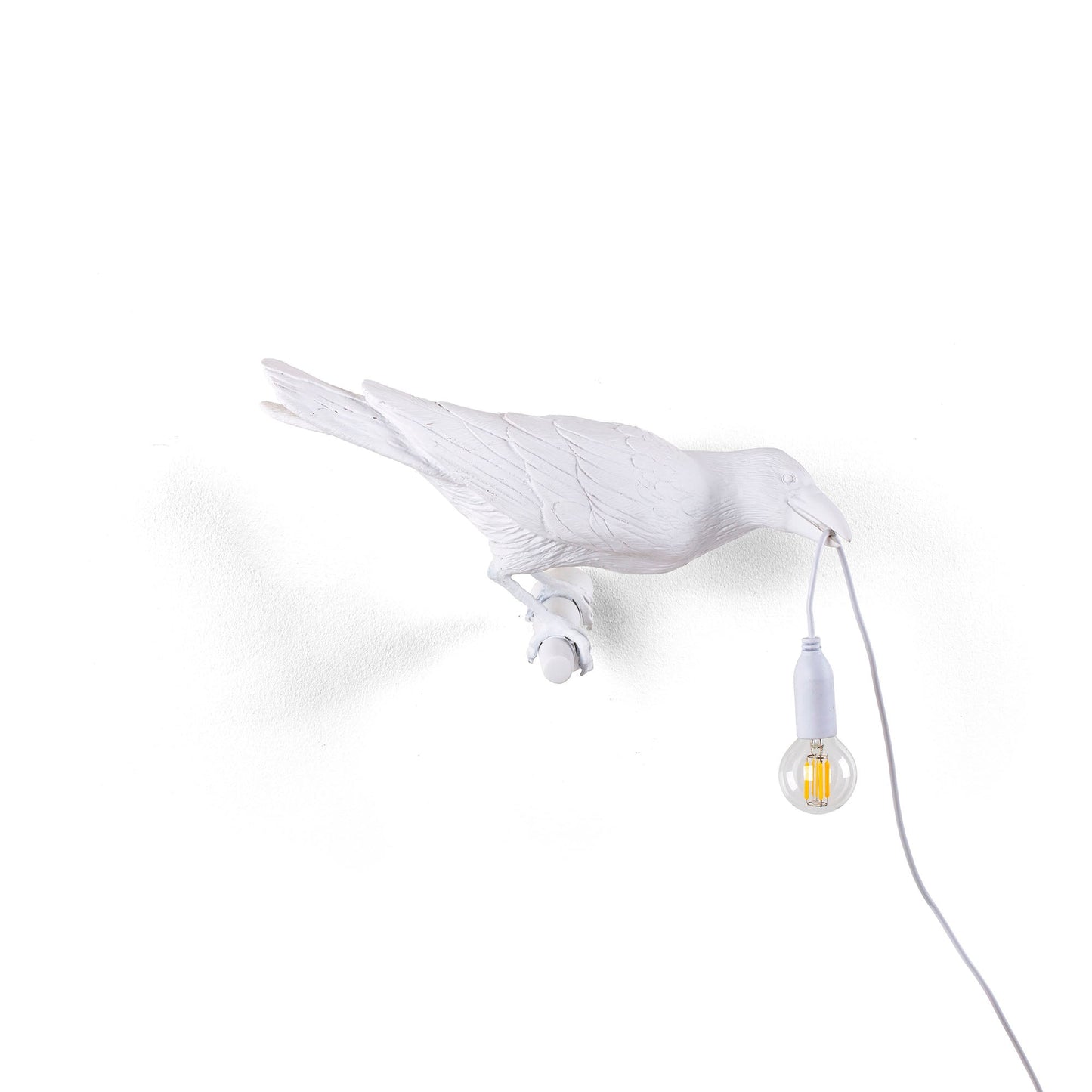 Bird Lamp White Looking Right OUTDOOR